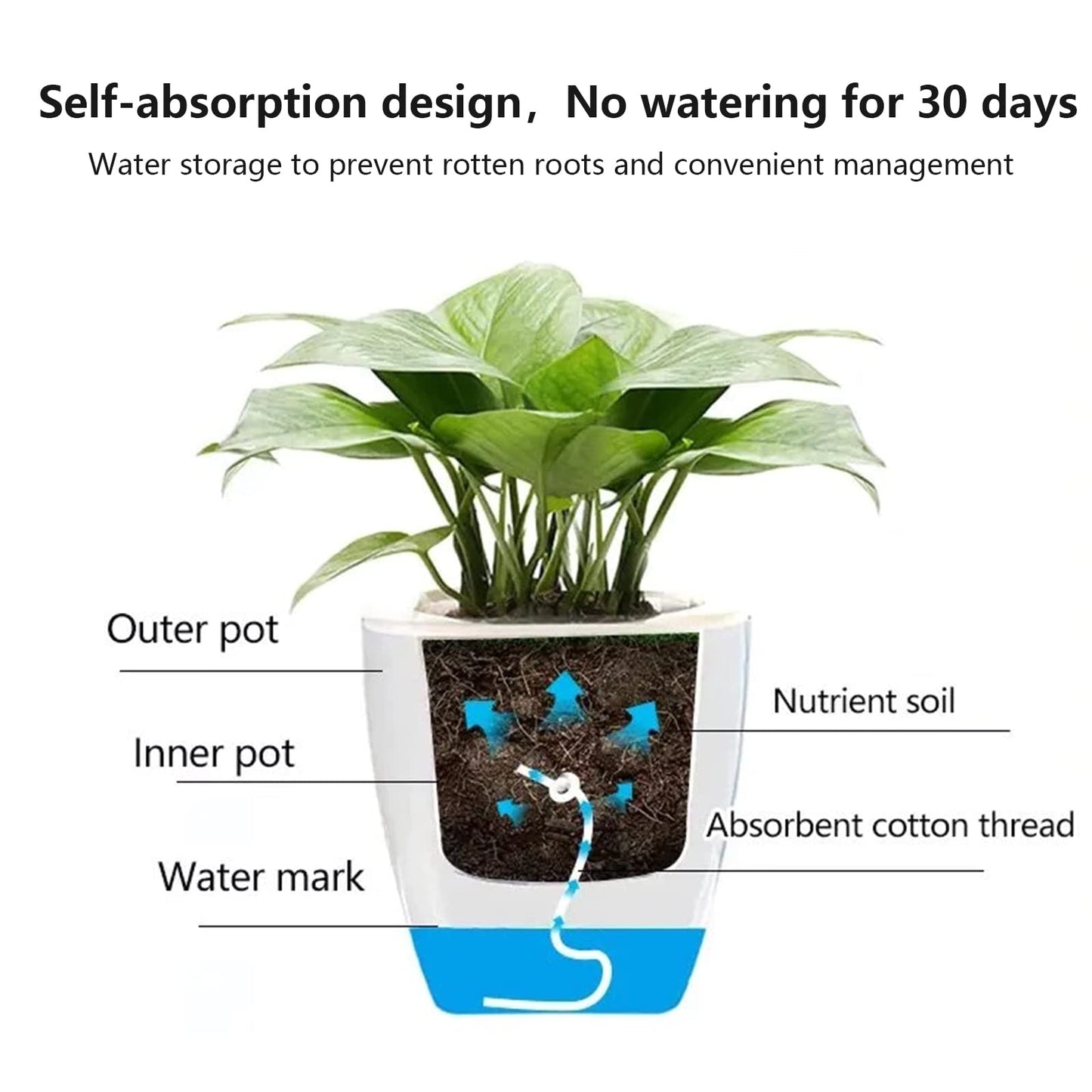 WMLBK Self-Watering Plant Pots Indoor,10 Pcs Plastic Self Watering Flower Pots with Drainage Holes Sauce,for Indoor Outdoor Balcony Windowsill Plants Flowers (12.5cm)