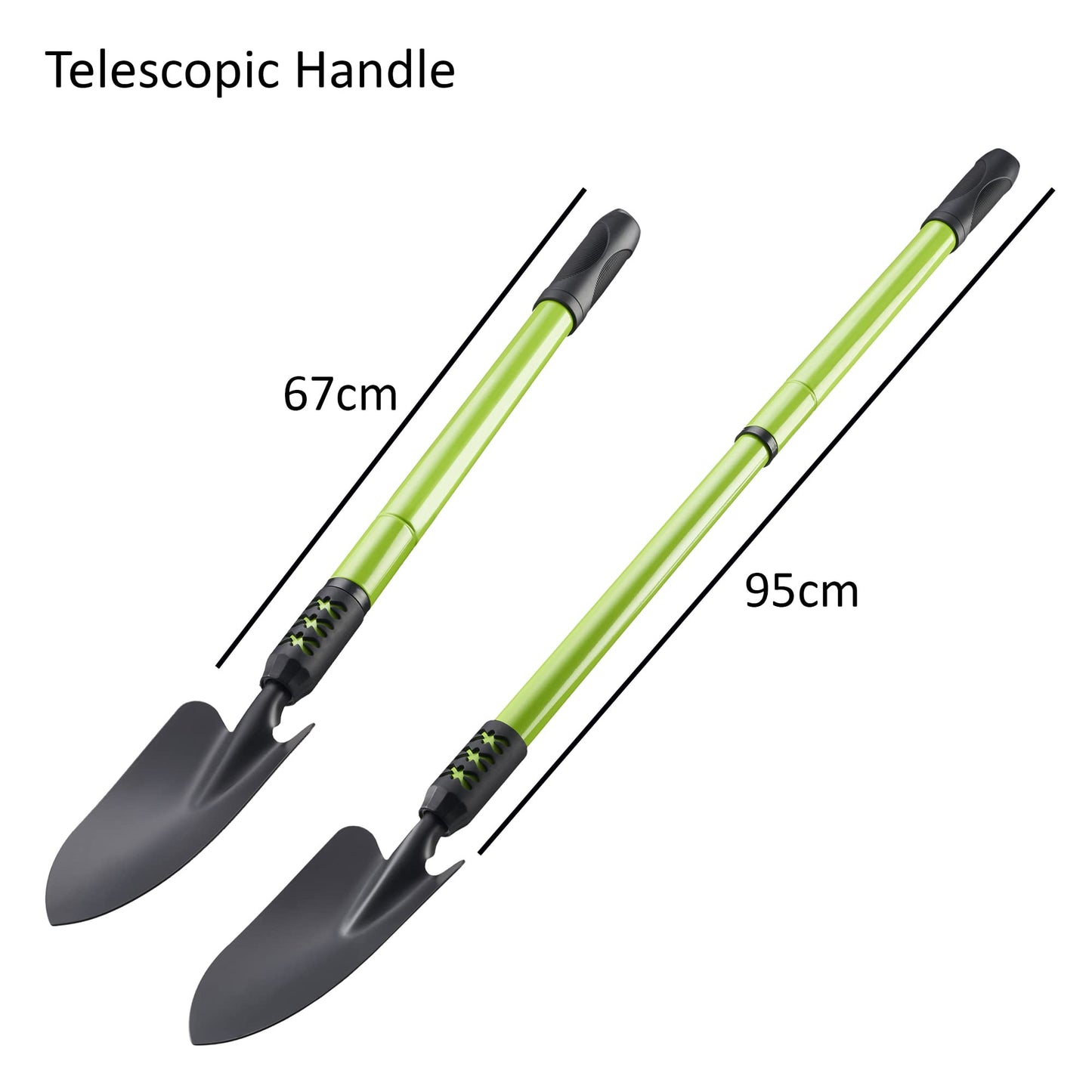 MySmartBuy Extendable Trowel - 95cm Garden Long Handled Trowel - 67-95cm Telescopic Extending Handle Weeder, Green, 3249836