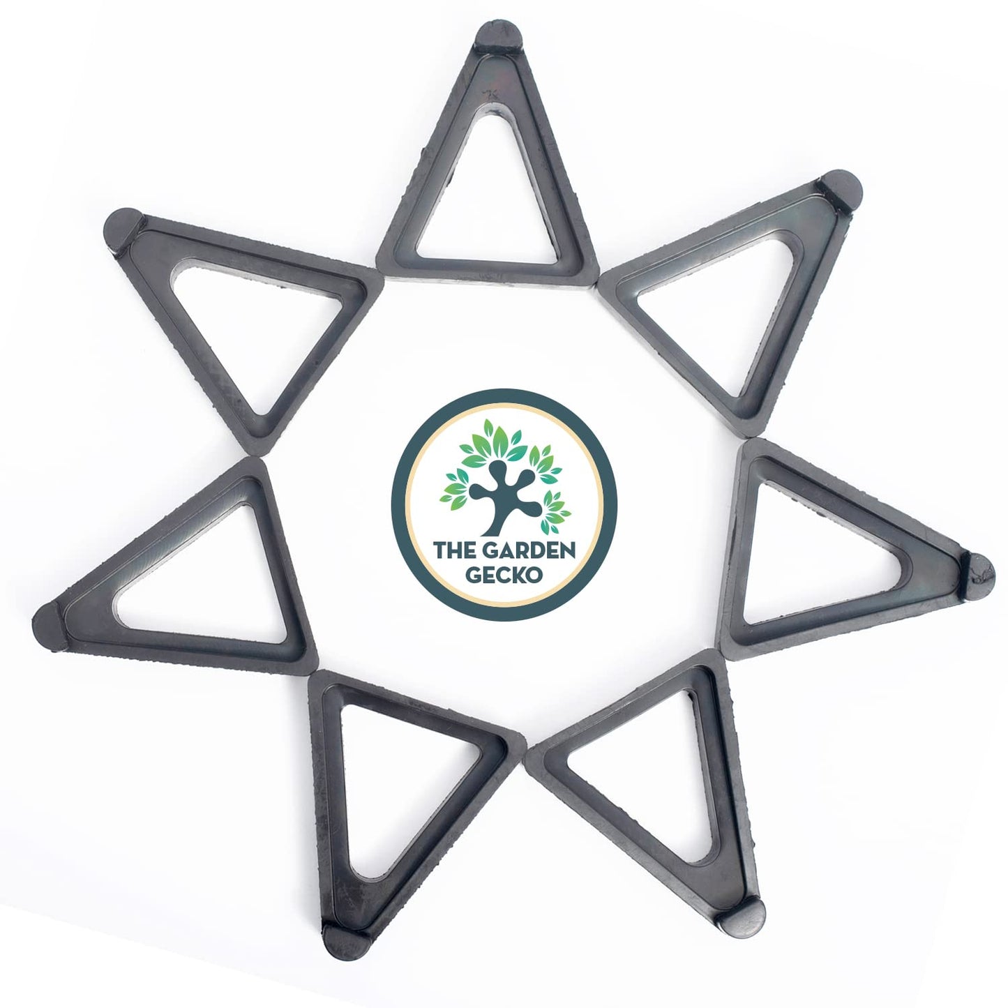 The Garden Gecko Pot feet for outdoor plant pots and flowers, SOLID EPDM RUBBER pot risers with a custom non-slip surface grip | 24 Triangle Hollow Pot-Toe Pcs