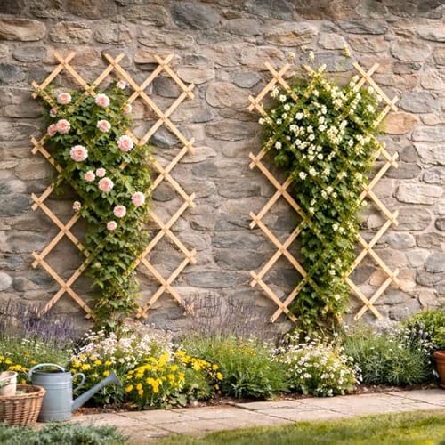 Garden Mile Set of 3 Pine Expanding Trellis 6ft x 2ft