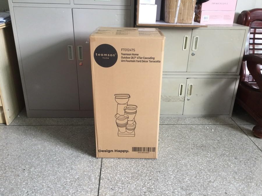 Teamson Home 28.7" 4-Tier Cascading Bowl Solar Powered Water Fountain for Outdoor Living Spaces, Terracotta