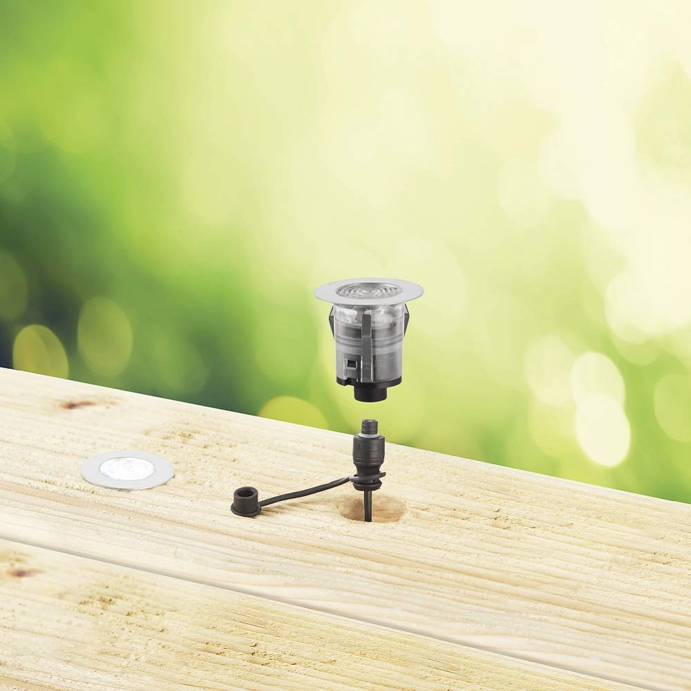 IKON PRO Pack of 10 Colour Changing (CCT) Warm & Cool White LED 25mm Round Stainless Steel Outdoor Garden Decking Pathway Kitchen Plinth Lights Kit - IP67