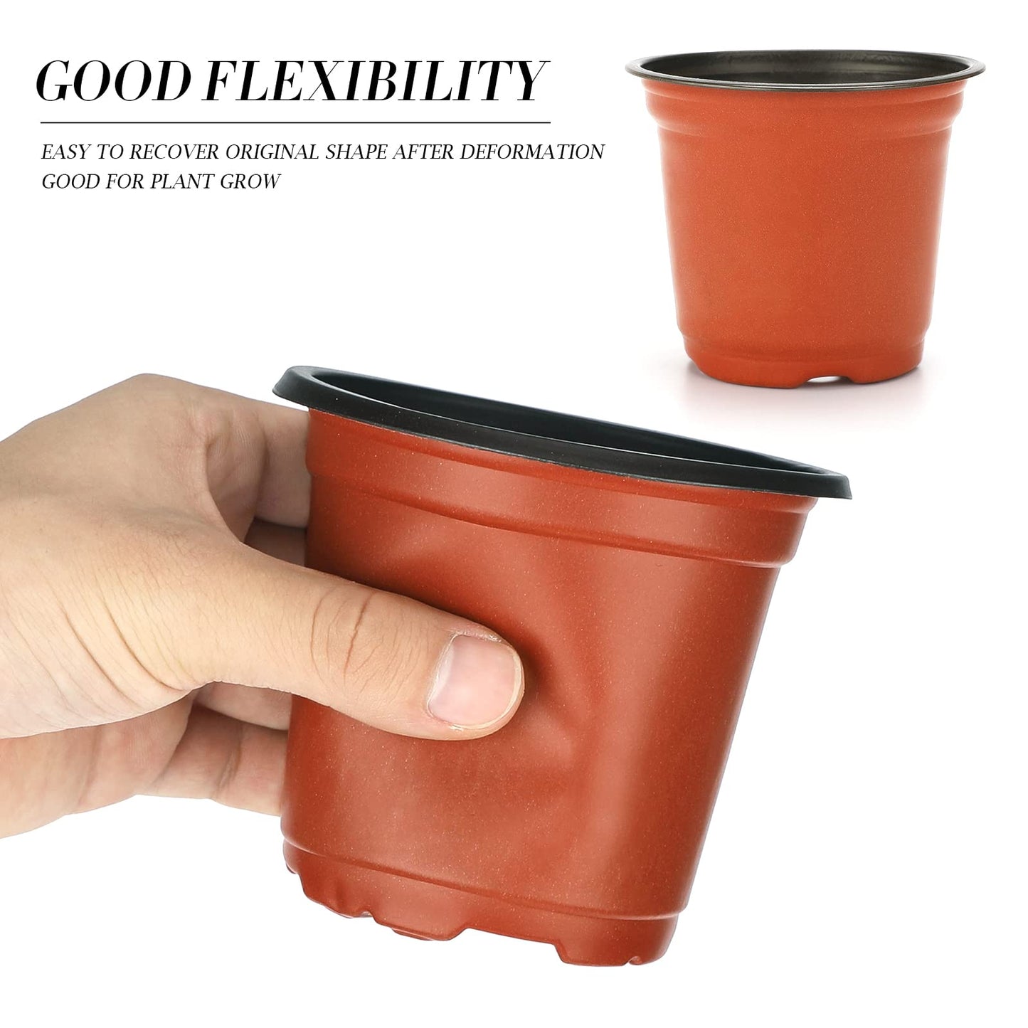 KINGLAKE 100Pcs Plastic Plant Pots 10cm Seed Seedling Pots Flower Nursery Pots for Vegetables,Flowers,Herbs,Cuttings, Succulent