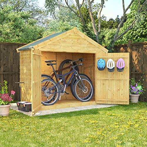 BillyOh 3x6 Overlap Wooden Apex Bike Log Storage Double Door Roof Felt Store Shed 3ft x 6ft