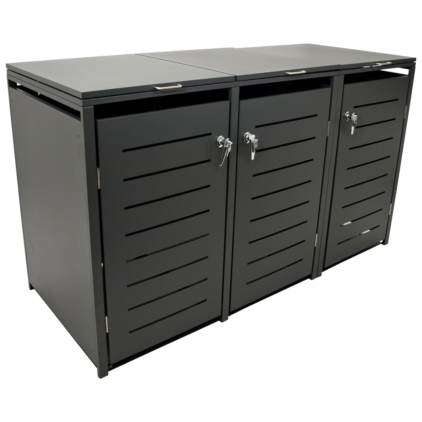 DEGAMO Cologne Wheelie Bin Box for 3 x Bins 120 and 240 Litres Galvanised Steel Anthracite