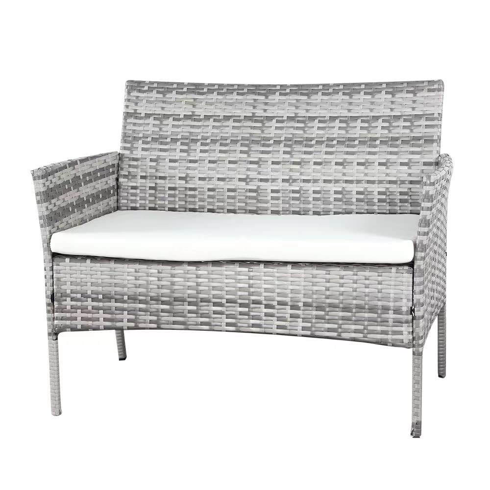 COSMO BUY 4 Piece Rattan Garden Furniture Set Outdoor Patio Sofa, table and chairs garden table Ideal for Pool Side, Balcony, Outdoor and indoor Conservatory Patio Set (Grey with Rain Cover)