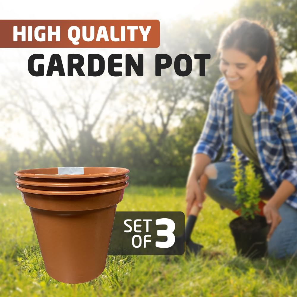 ACCURATE Garden Pot (Set of 3) Ideal for cultivation of cuttings or pricking out-Terracotta COLOUR- Size (6INCH/15CM) (1)