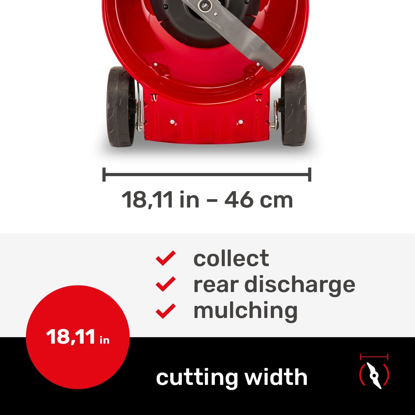 Mountfield Hand-Propelled Lawn Mower, Model HP185, Red and Grey, Article ‎2L0481043/MC