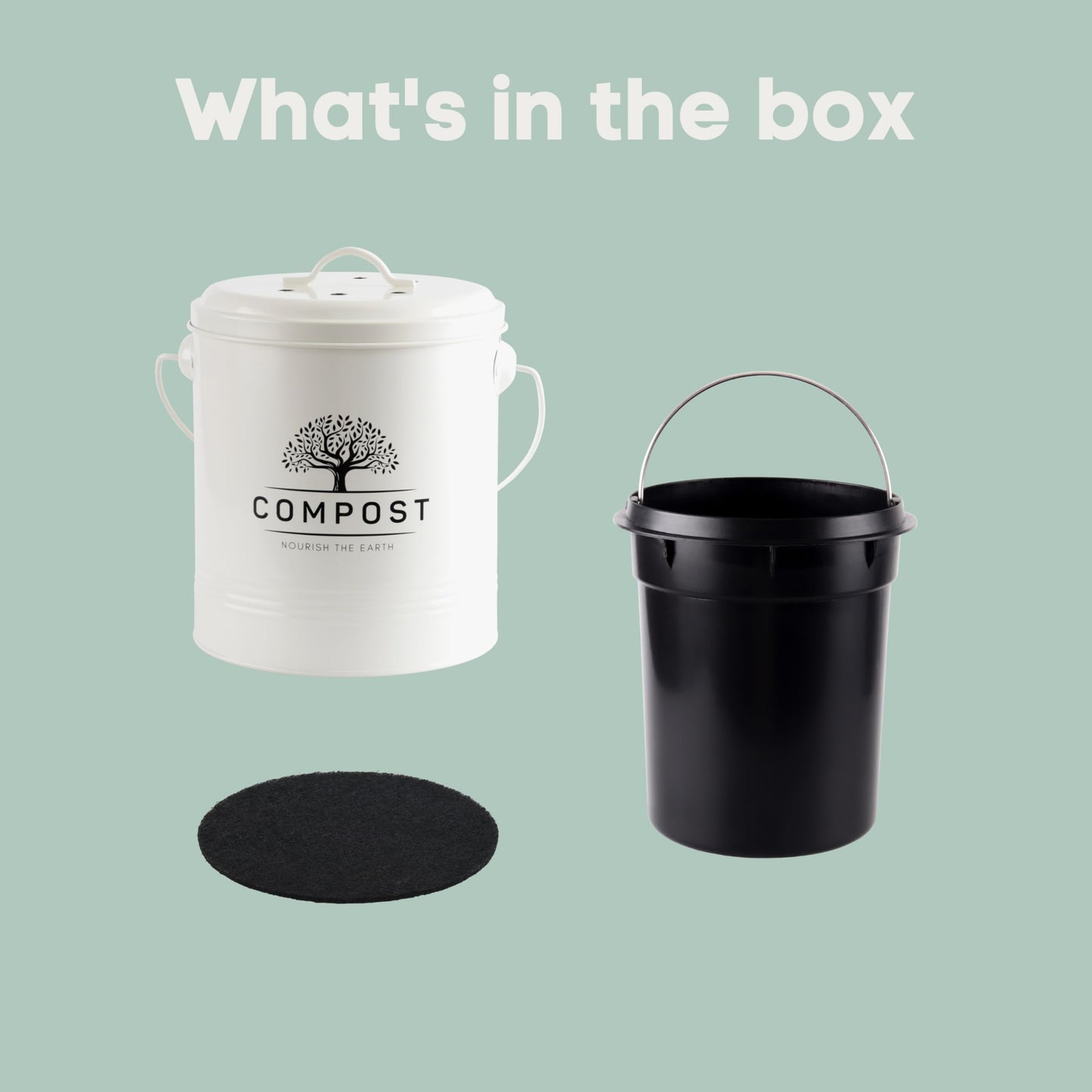 Perfnique Kitchen Compost Bin, 5 Liter/1.3 Gallon Countertop Compost Bin with Lid, Indoor Compost Bucket Includes Inner Bucket Liner and Carbon Filter, Small Compost Bin