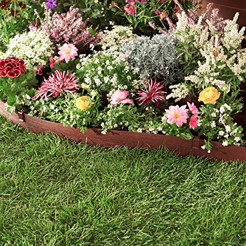 Amazon Basics Garden and Landscape Edging Coil, Landscape Edging Kit ,Pack of 10 Stakes, 5 inch x 40FT, Brown