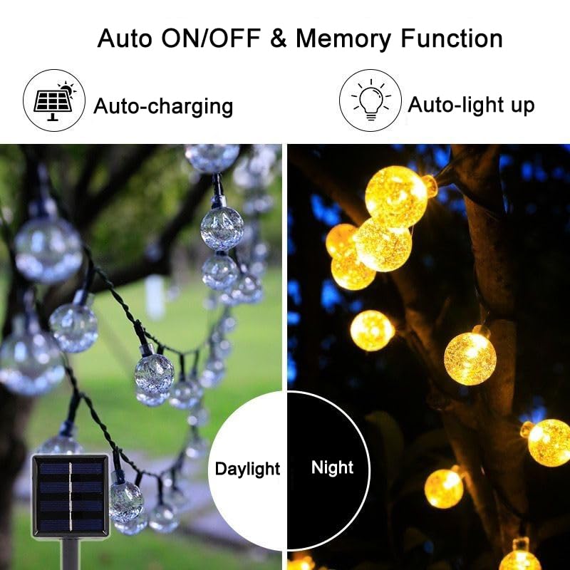 mafiti Solar Lights Outdoor Garden, 40ft 66 LEDs Solar Garden Light with 8 Modes Crystal Big Balls Solar Powered Waterproof for Camping Tree Patio Yard Wedding Party Decoration