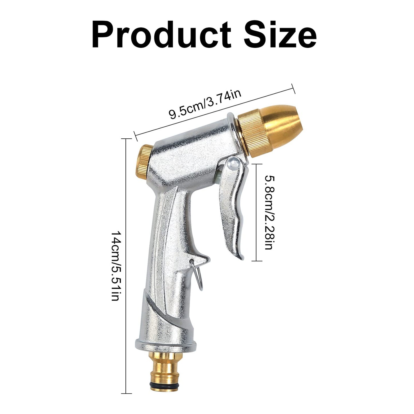 Heavy Duty Metal Garden Hose Nozzle 100% Heavy Duty Metal Water Gun Garden Hose Spray Gun Hose Spray Gun Metal for Car & Pet Washing, Plants Watering, Lawn and Garden Cleaning