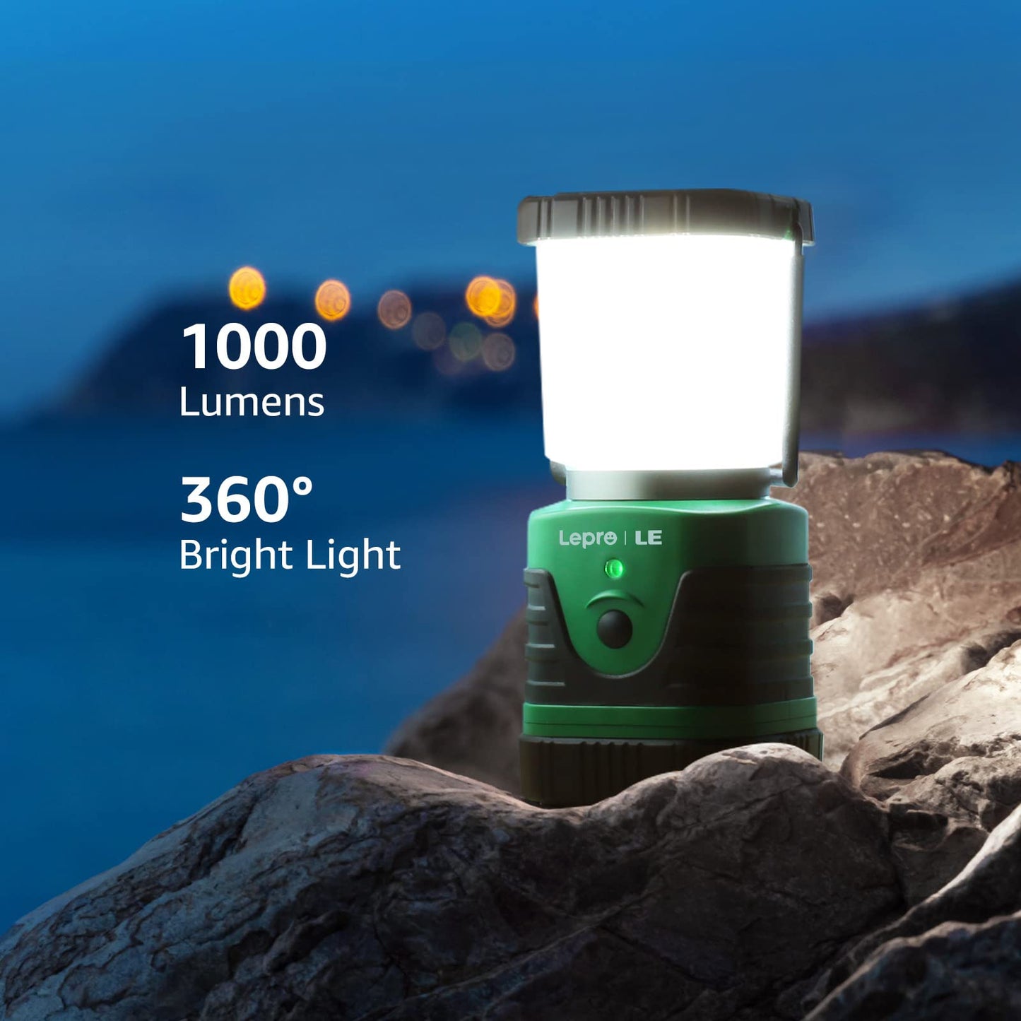 LE Camping Light Rechargeable, 1000 Lumen Camping Lantern, Dimmable 4 Modes Camping Tent Lights with 4400mAh Power Bank, Camping Accessories, Rechargeable Lantern for Outdoors, Power Cuts and More