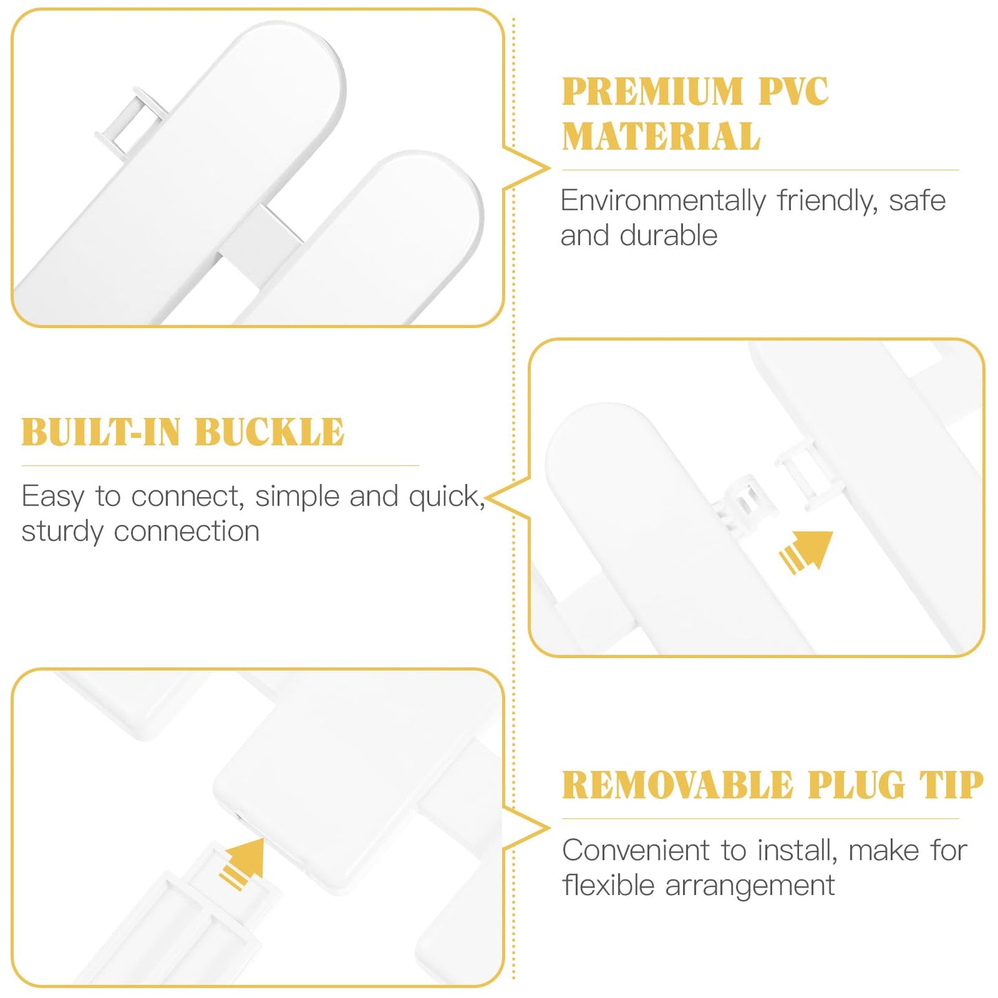 DOITOOL 5Pcs White Modern Plastic Garden Fence Panels, 50X30CM