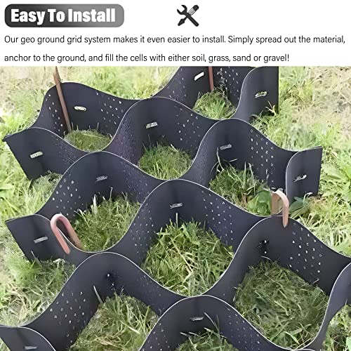 2" Gravel Stabilizer Grid for Outdoor Patio Yard Pool Side Driveway Permeable Paving Grids for Pea Gravel Sands Stones Pebbles Steep Slope Support