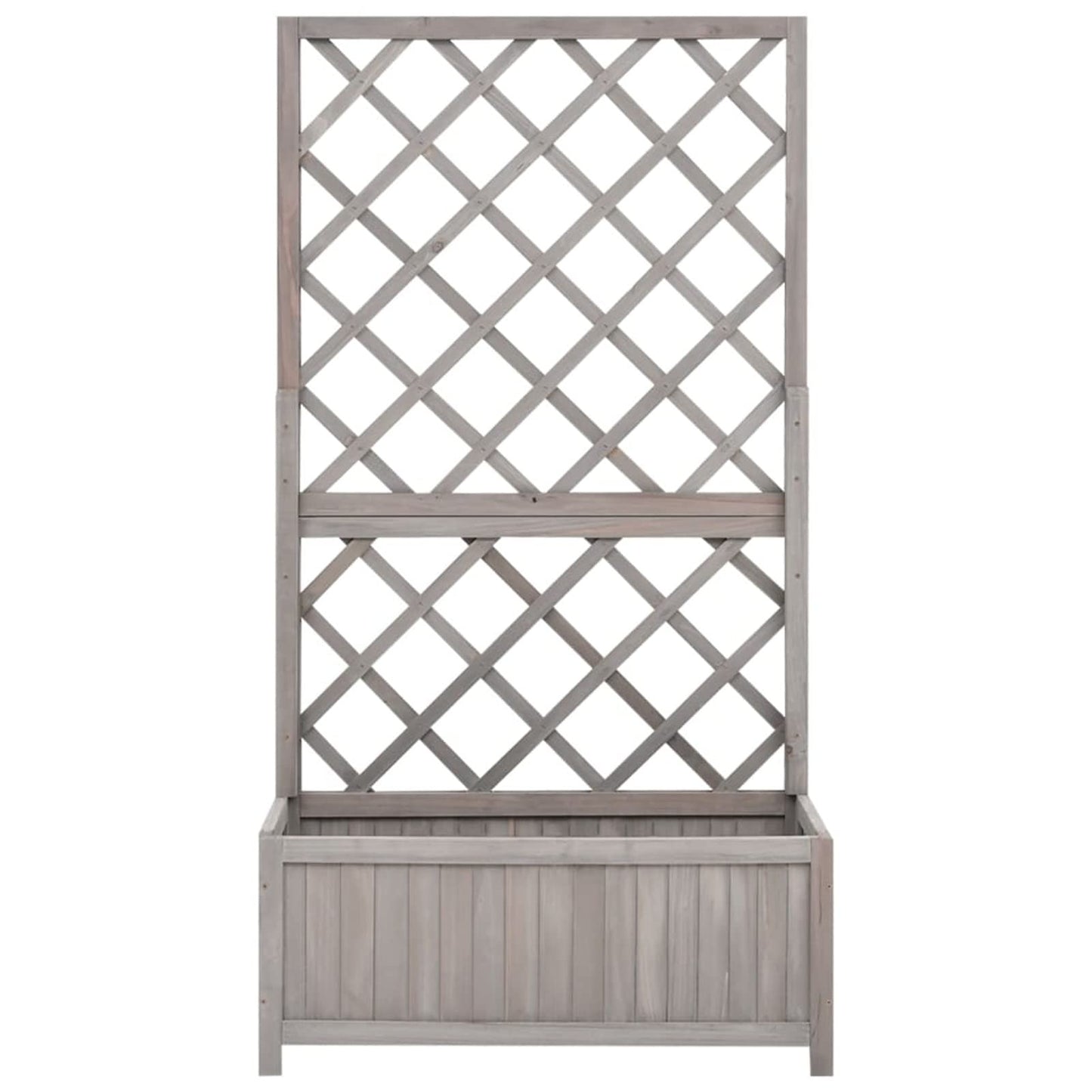 Goliraya Garden Trellis Planter Wooden Flower Box Planter Climbing Plant Support Garden Trellis Garden Wooden Planter With Lattice For Vines Wood Trellis Panel Brown, Grey 70x30x135 cm Solid Firwood