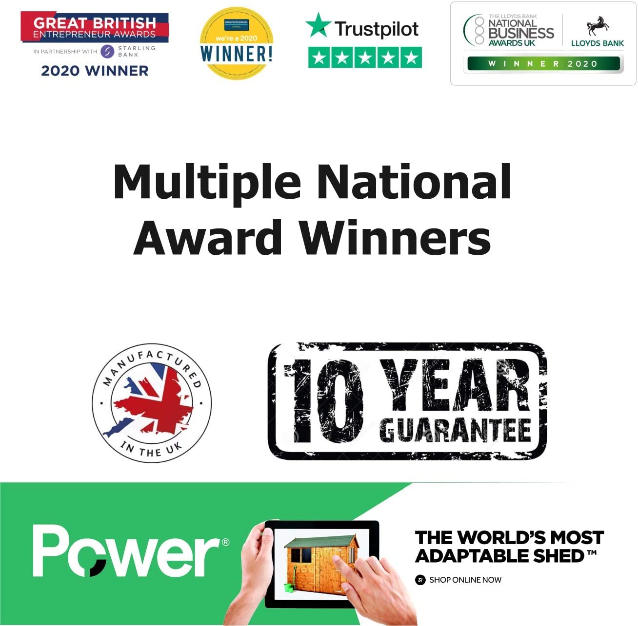 Powersheds High Grade Premium 5-Sided Corner Summerhouse with PVC Window sills made from 12mm Extra Thick Timber & Toughened Glass, for all Storage & Outdoor Needs (6x6)