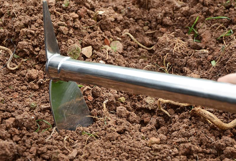 LANYOTA Gardening Hoe, 2 in 1 Shovel and Pickaxe, Digging Hoe Garden Tools Heavy Duty Stainless Steel Vegetable Flower Planting Digging Gadget