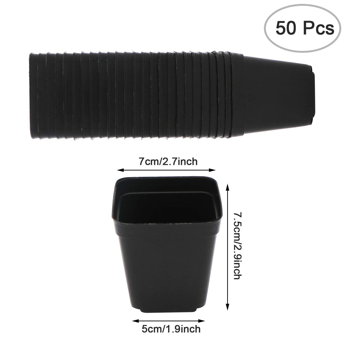 GGOUPTY Plastic Square Plant Pots 7cm 50 Pcs Succulent Planter Nursery Pots for Flower Staring Seedling