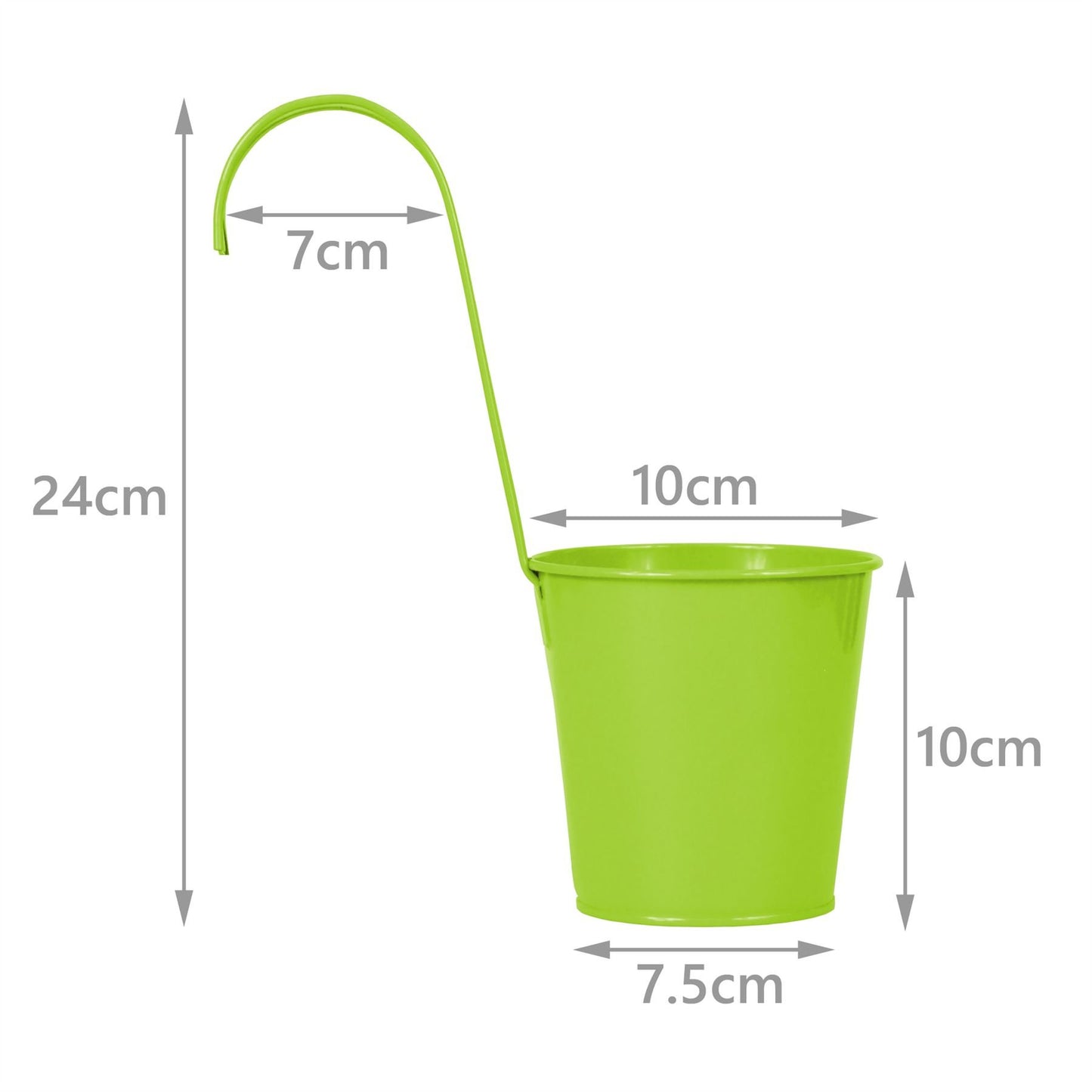 simpa 10 x Bright Colourful Metal Balcony Plant Flower Pot Hanging Vase Set of 10 Bright Colours Extra Thick Durable Steel Design Home Garden Décor