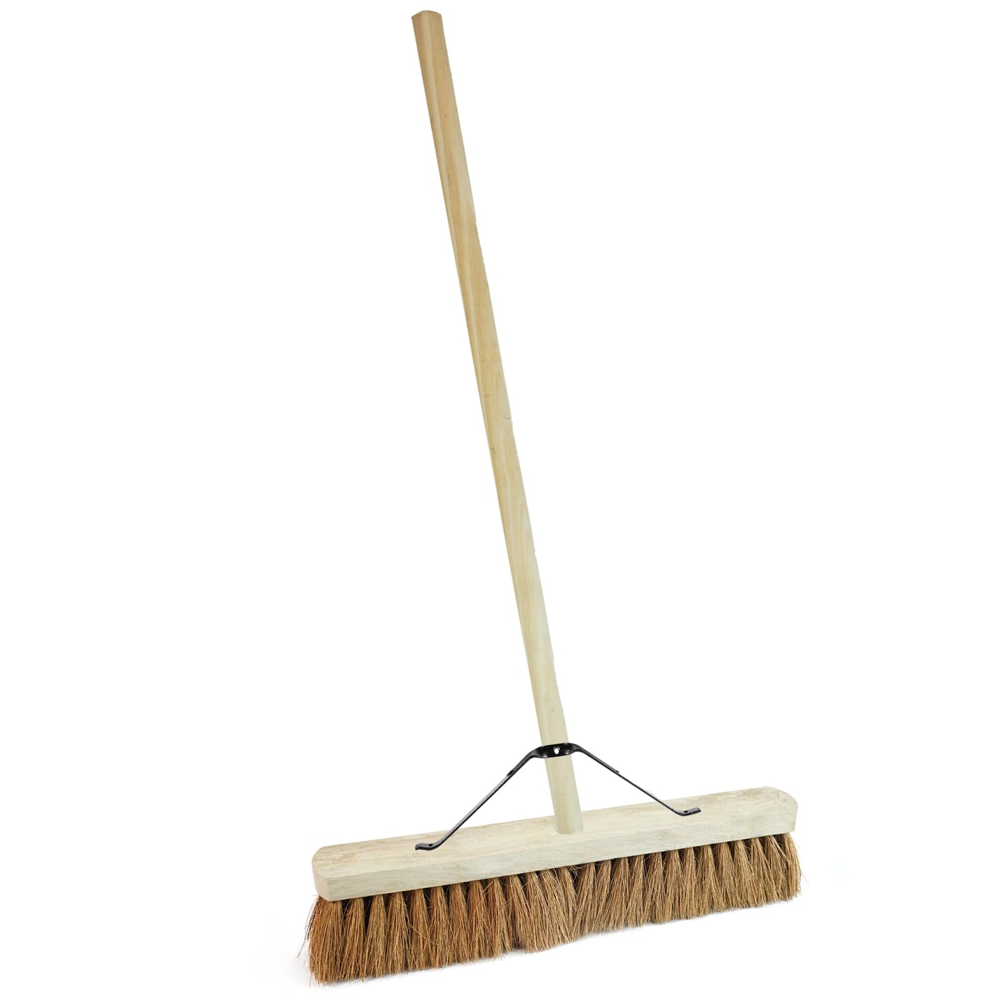 Indoor Outdoor Sweeping Brush With Long Handle Soft or Hard Bristle 18", 24" or 36" Home, Office, Garden, Garage & Yard Sweeping Broom (1, 18" Coco Soft Bristle)