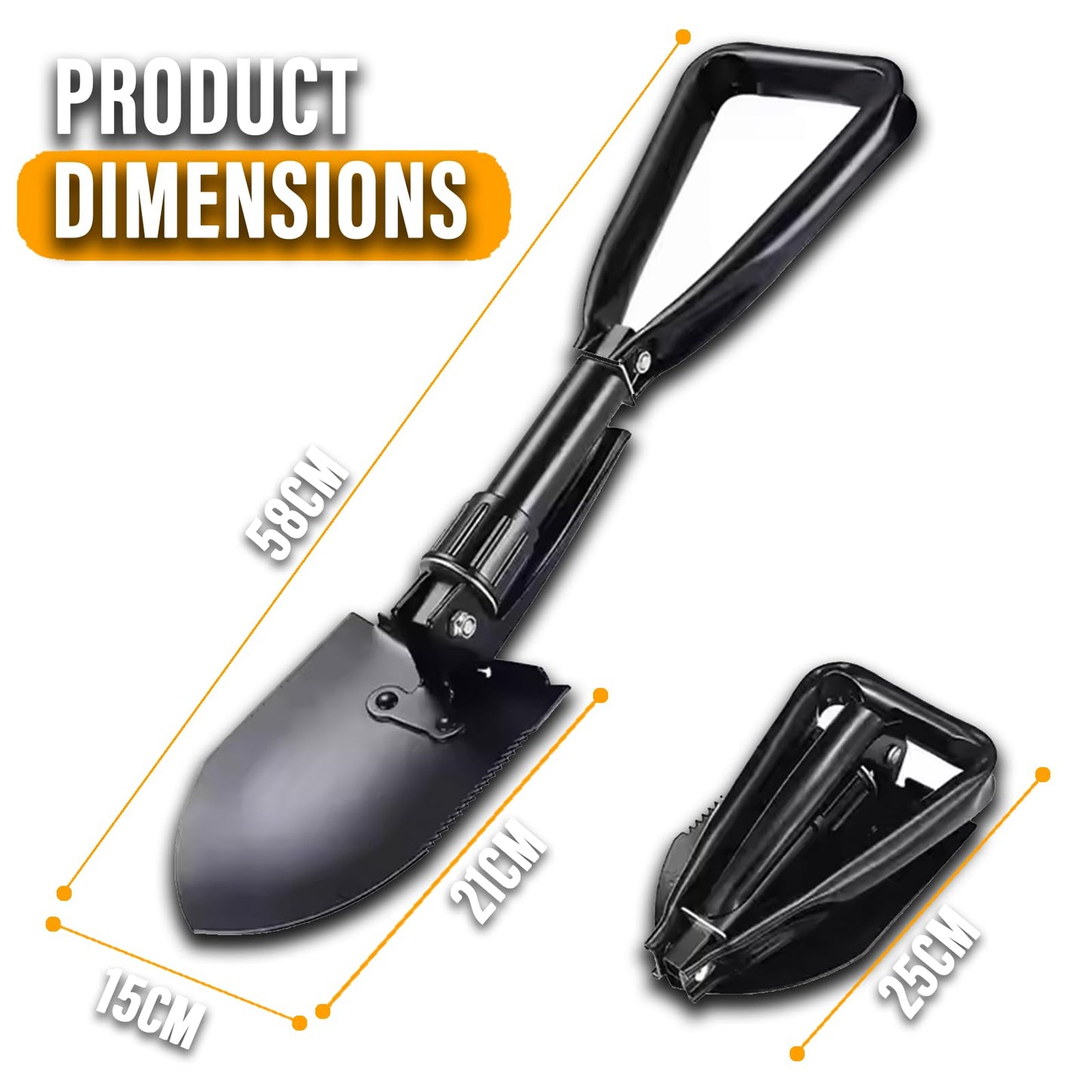 Xtremeauto Military Folding Shovel – 23'' Compact High-Carbon Steel Survival Shovel with Pick, Portable Multi-Tool for Camping, Hiking, Fishing, Emergency, Gardening, for Outdoor Enthusiast