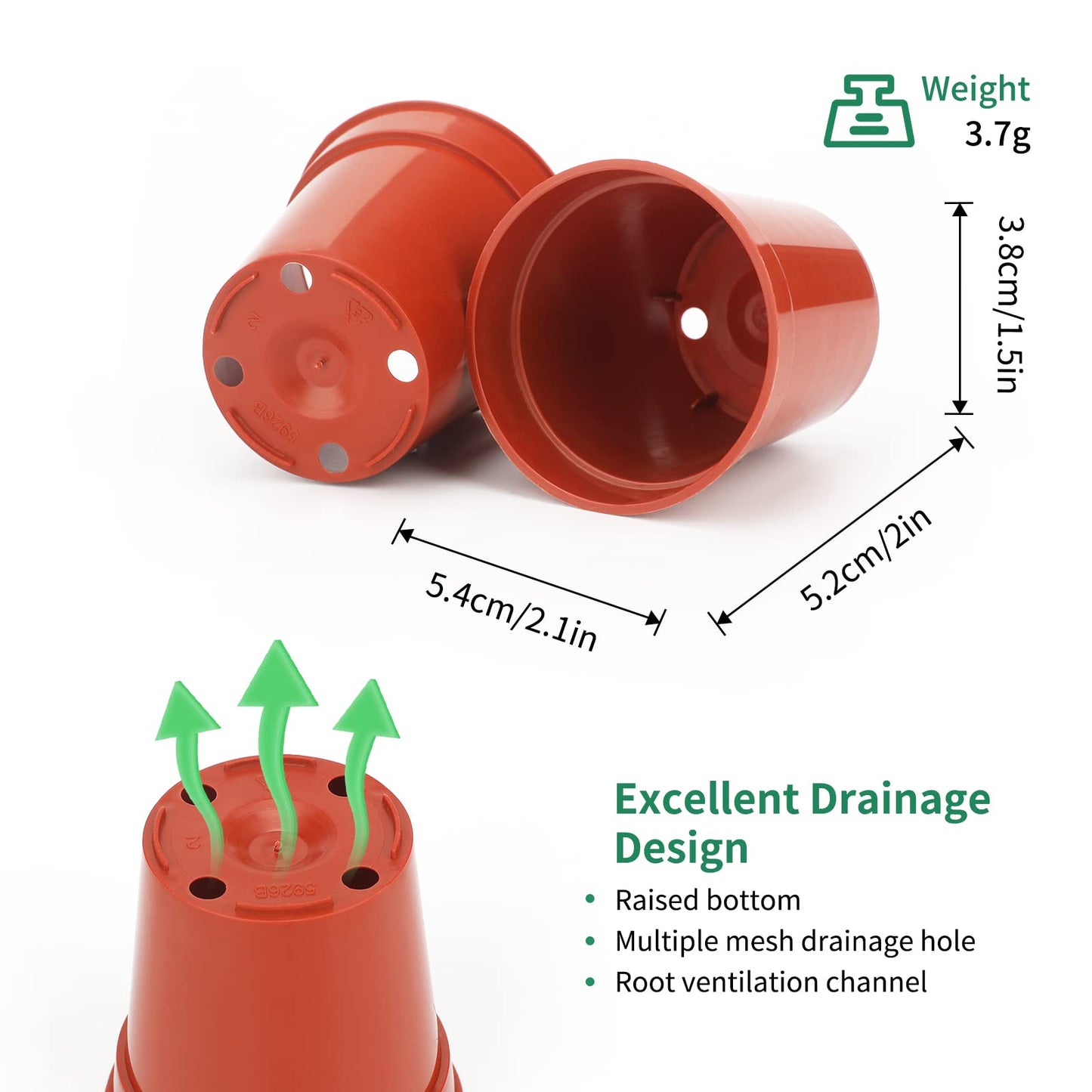 KINGLAKE 50Pcs Mini Plastic Plant Pots 5.4cm, Small Flower Pots Round Seed Nursery Pots for Seeds Seedling Vegetabels Herbs, Terracotta Color