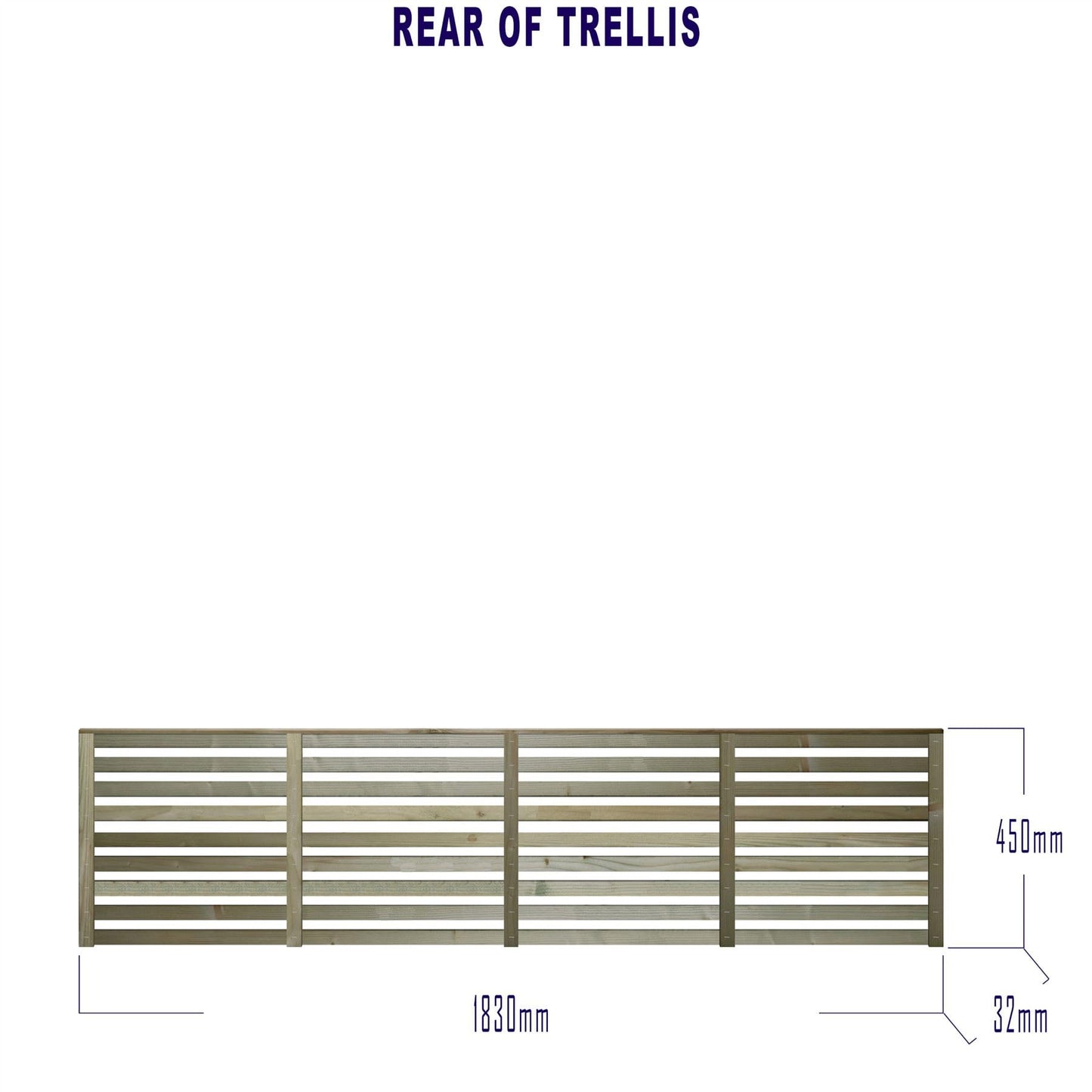 Premier Garden Supplies Vogue Trellis Panel - Venetian Slatted Garden Fence Topper - Horizontal Wooden Slats - A Modern Decorative Style - Pressure Treated (Tanalised) Pergola Wall Art - 6ft x 1.5ft