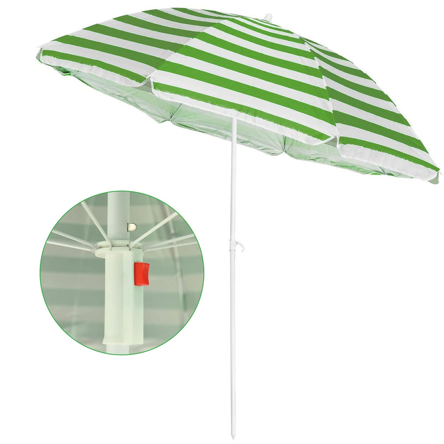 Crystals 1.7m Garden Parasol Outdoor Tilt Umbrella, Parasol UV Canopy Patio Sun Shade Umbrella for Garden (Green)