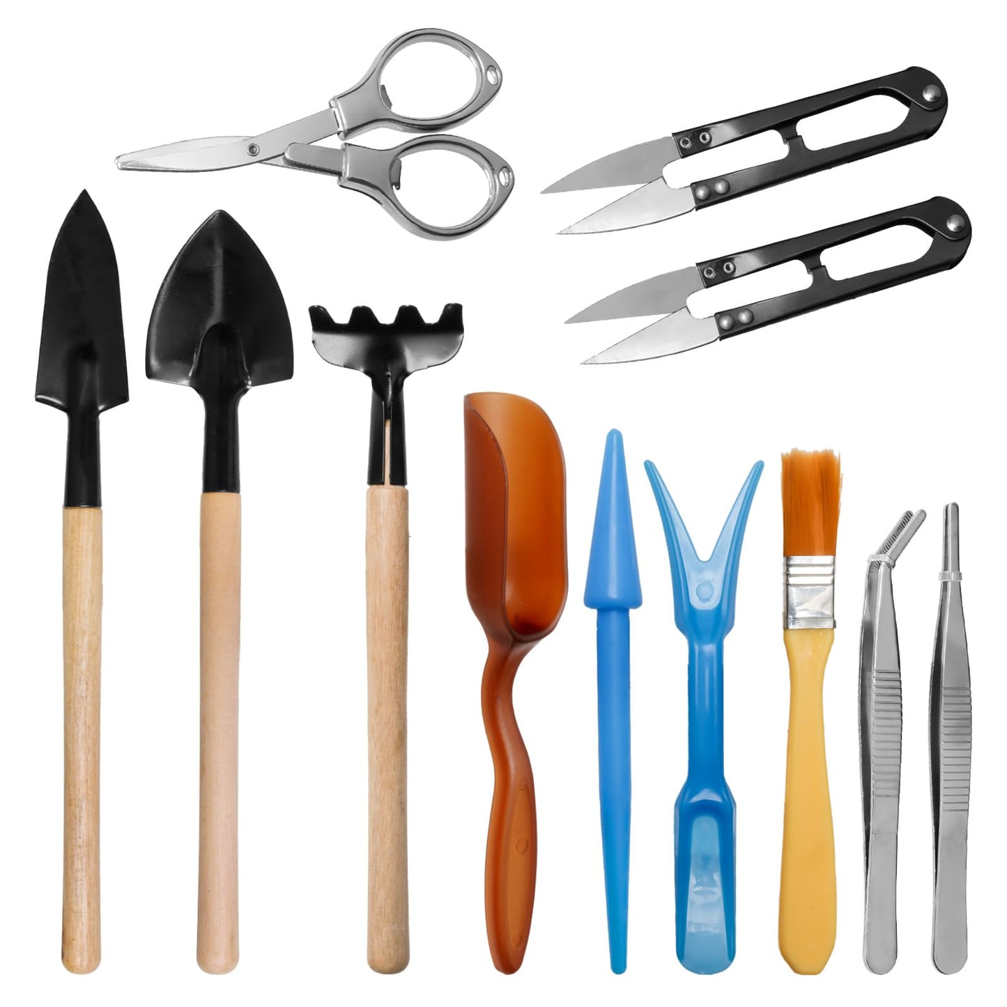 LANAFAY 12Pcs Mini Gardening Tools Set, Succulent Plants Tools Set, Gardening Transplanting Tools, Indoor Tiny Gardening Kit, House Plant Accessories Set for Indoor Miniature Fairy Garden Plant Care