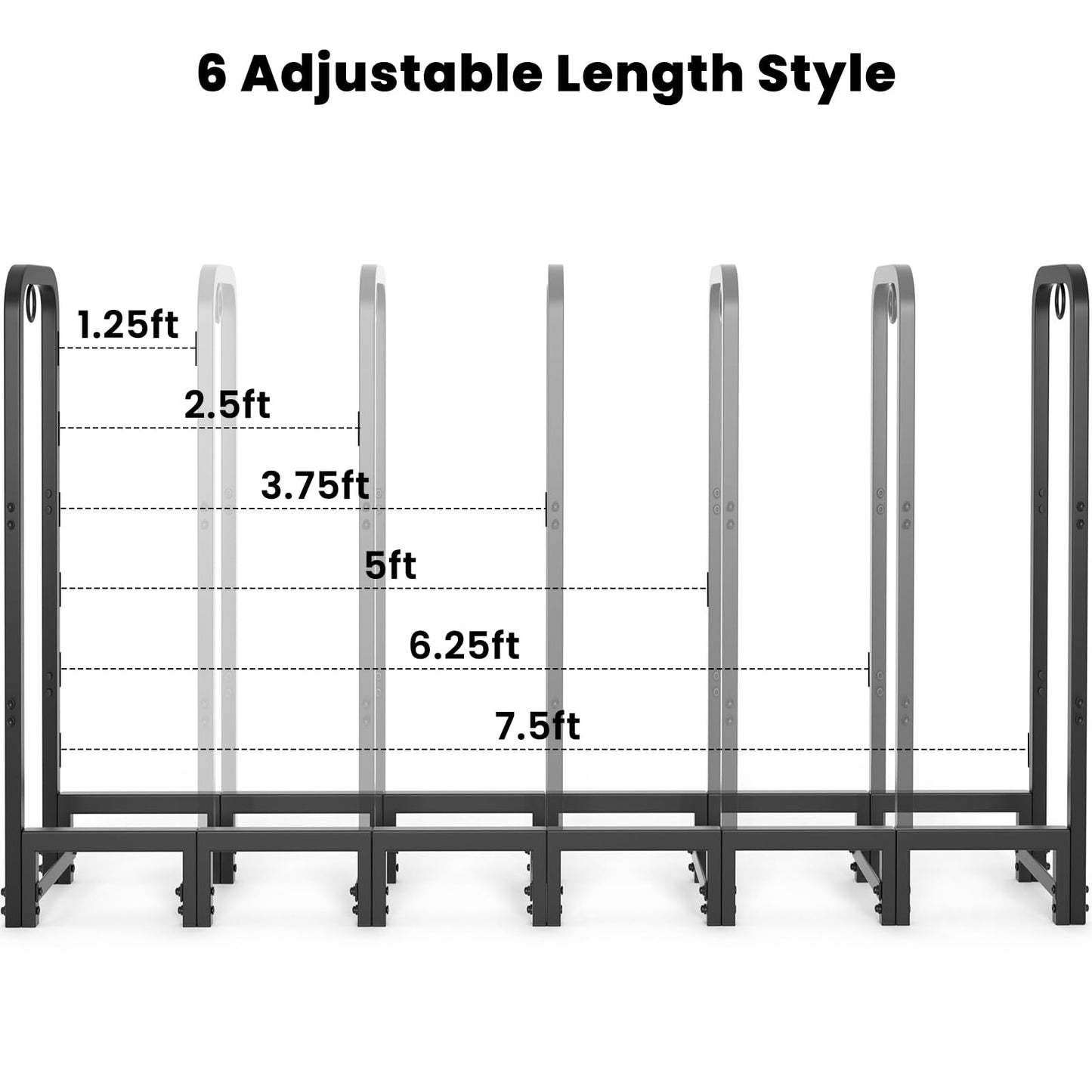 Amagabeli 8ft(244cmx36cmx121cm) Outdoor Fire Wood Log Rack for Fireplace Heavy Duty Firewood Pile Storage Racks for Patio Deck Metal Log Holder Stand Tubular Steel Wood Stacker Outside Tools Black