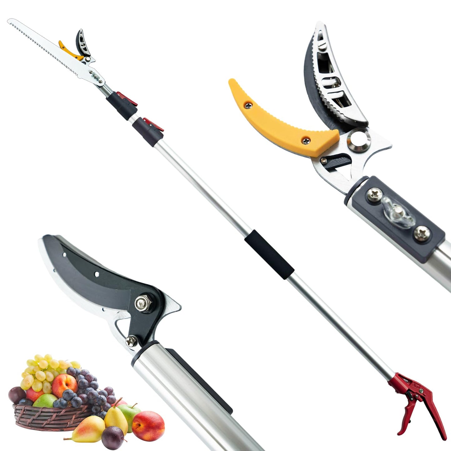 FLORA GUARD 1.4-3m Extendable Long Reach Pruner - Long Reach Pole Saw, Telescopic Fruit Picker, Long Reach Telescopic Tree Pruner - Lightweight Tree Trimmers