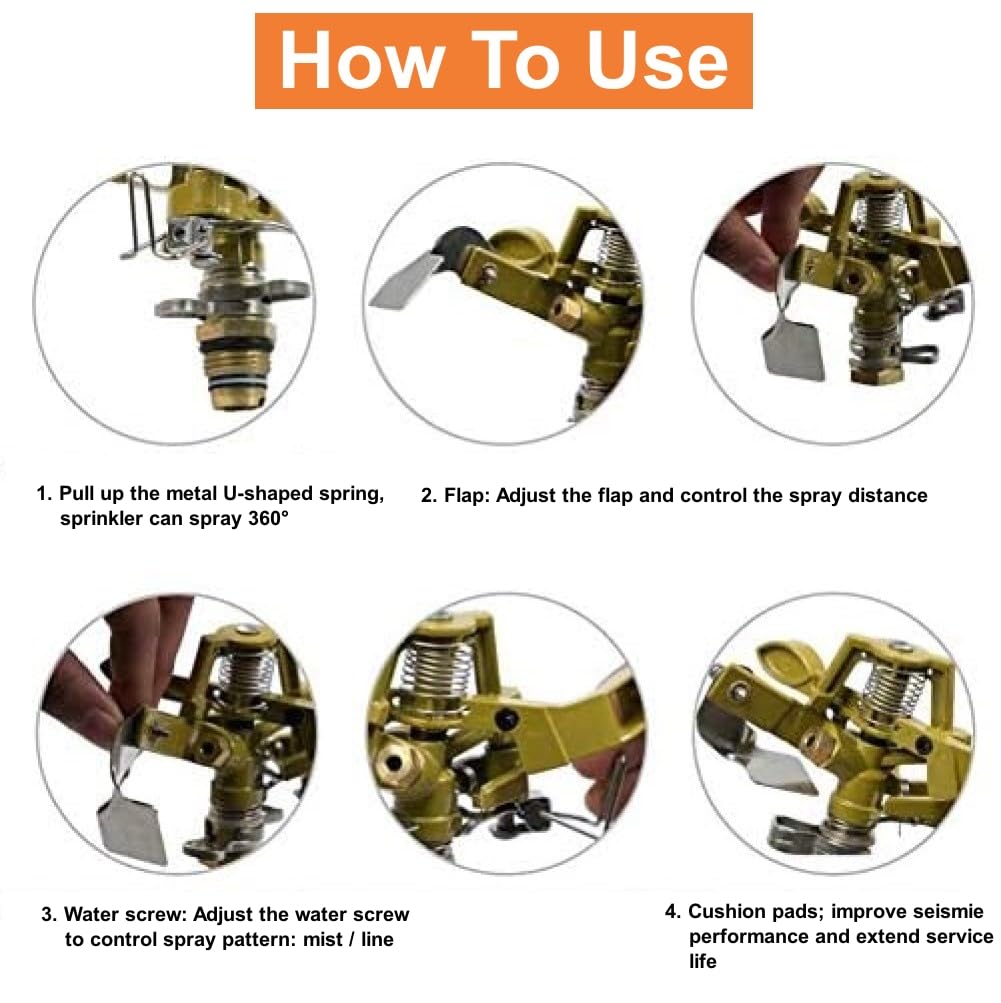 LATERN Impulse Garden Sprinkler, 360 Degree Heavy Duty Impact Lawn Sprinkler Irrigation Sprayer with Metal Spike for Watering Plants Flowers Veggies