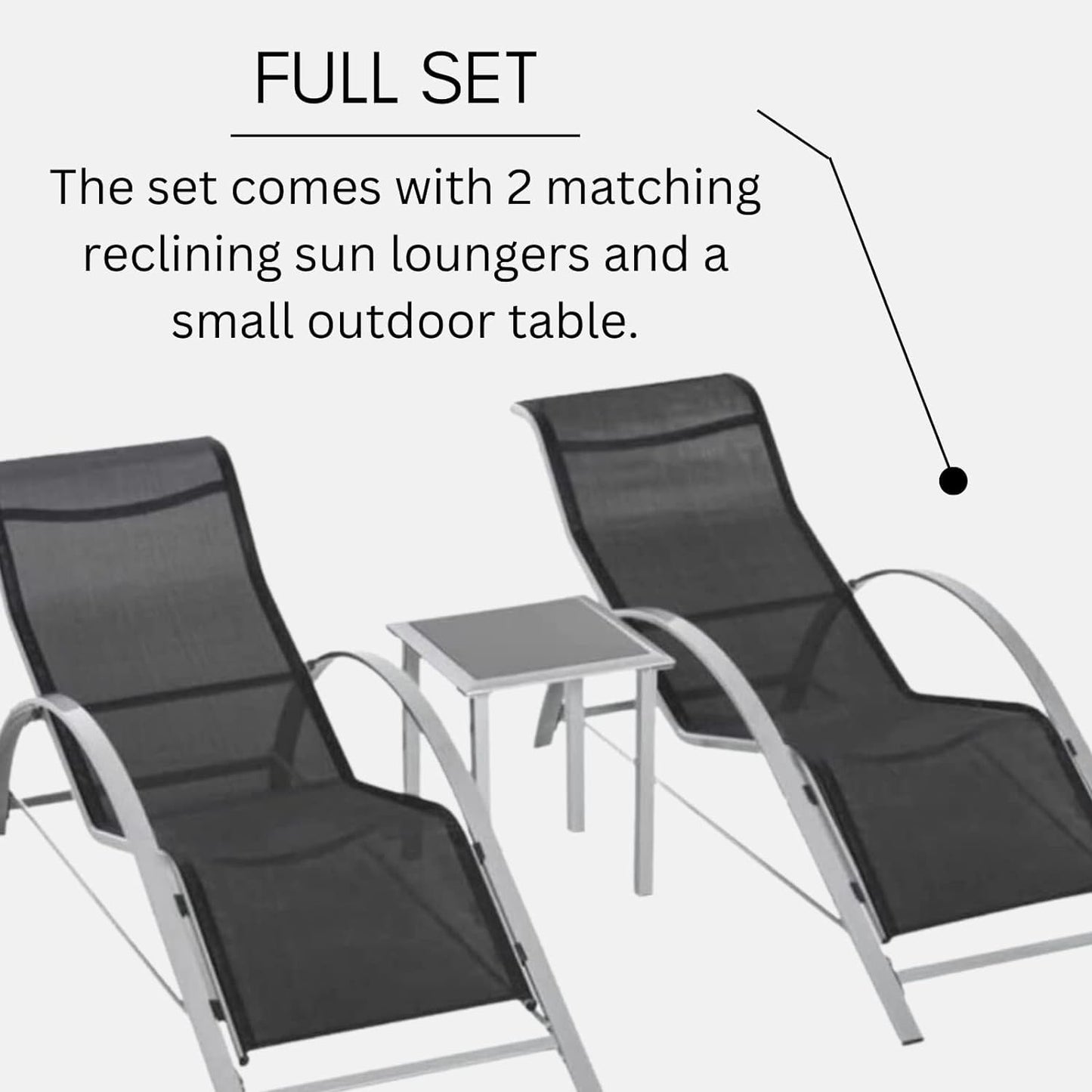 Garden Mile 2 X Garden Sun Lounger Strong Steel Gravity Chair Tanning Bed Garden furniture Sunlounger Patio Outdoor Waterproof (Sun Lounger Set)