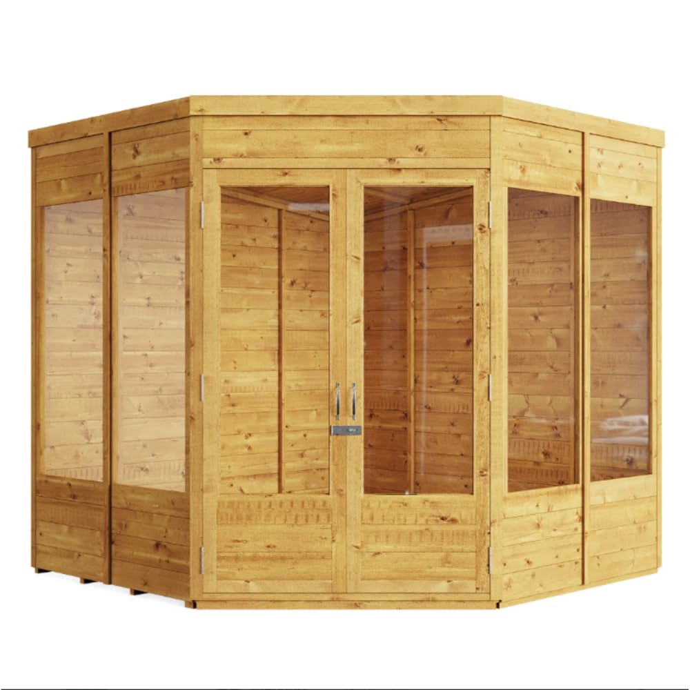 BillyOh Corner Summerhouse Log Cabin 7 x 7 Garden Storage Shed Wooden Summer House Sheds Picton Summerhouses Pressure Treated Available (Spray Treated, 7x7)