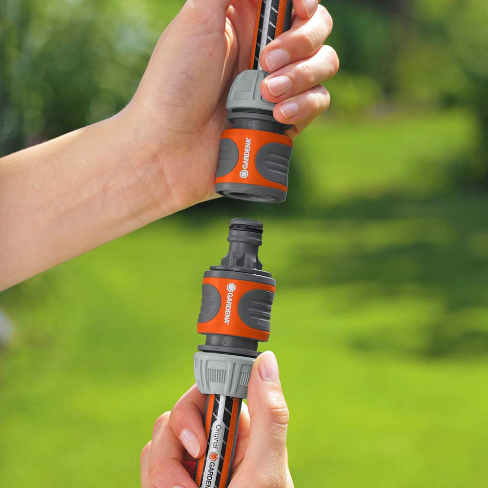 Gardena Coupling Set: Hose Coupling for Hose Extension 13 mm (1/2 inch) and 15 mm (5/8 inch), Works with high Water Pressure, Easy Installation (18283-20)