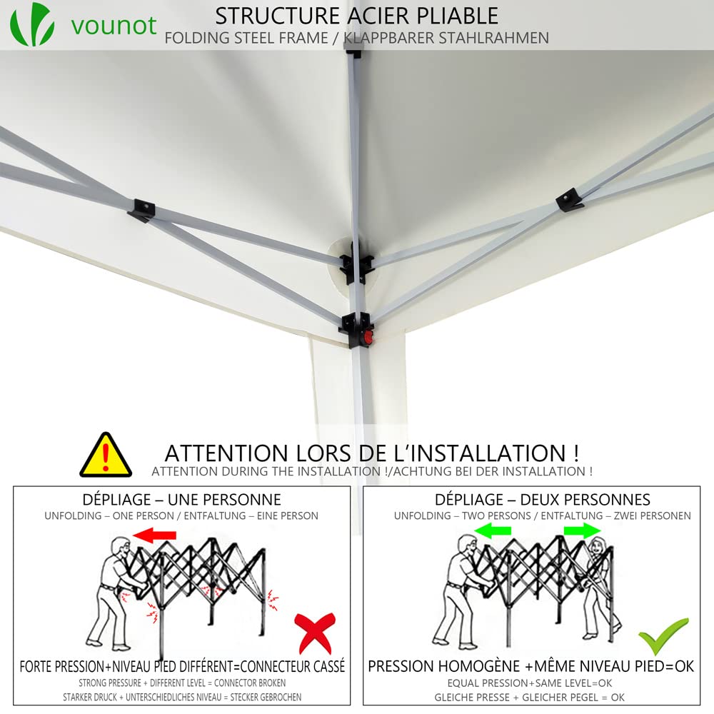 VOUNOT® 3m x 3m Pop Up Gazebo with Sides & 4 Weight Bags & Carry Bag, Marquee Garden Party Tent Outdoor, White