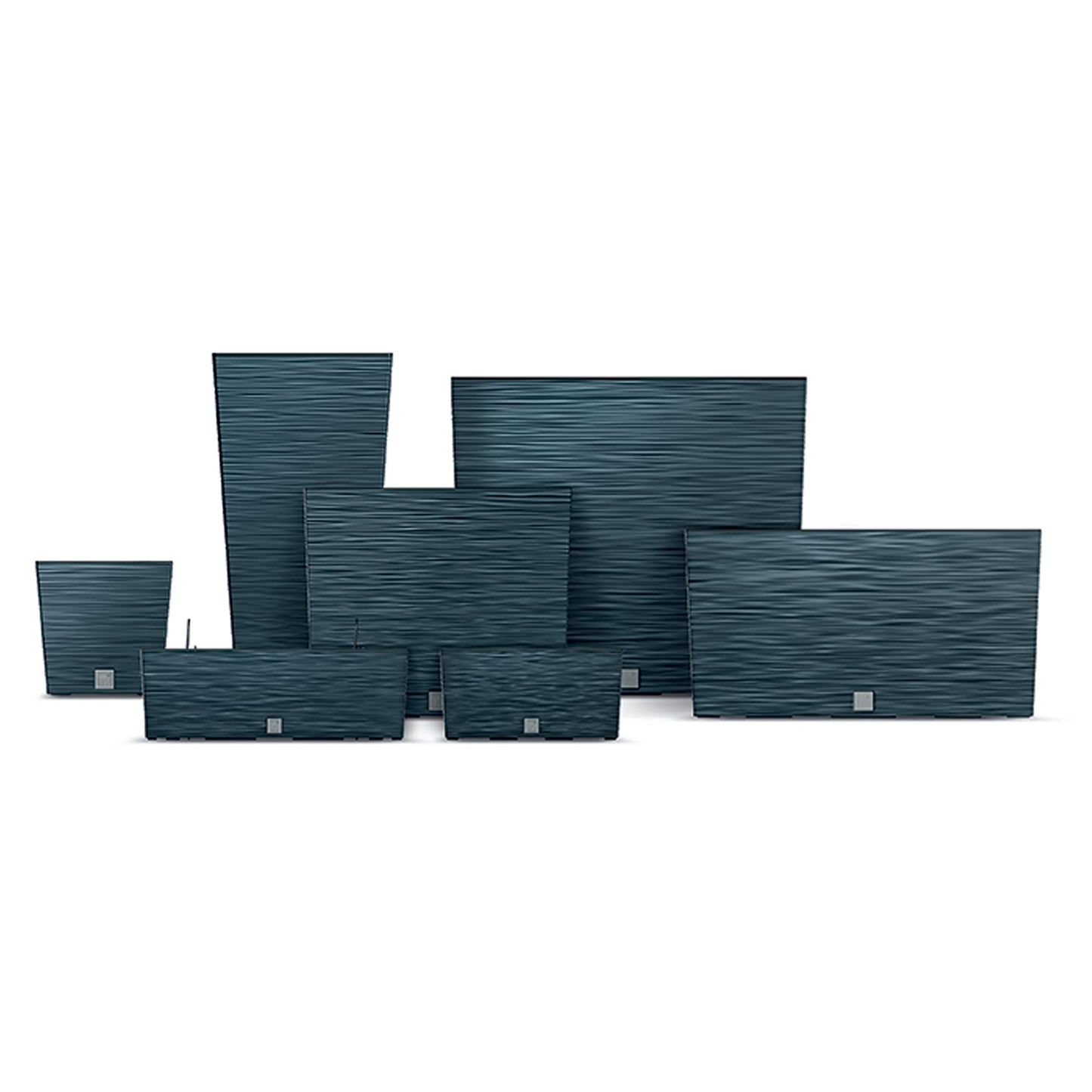 Prosperplast 2-in-1 Flower Pot with Inner Pot Planter Plastic Square Chisel Look Anthracite (24 cm x 24 cm x 23.5 cm)