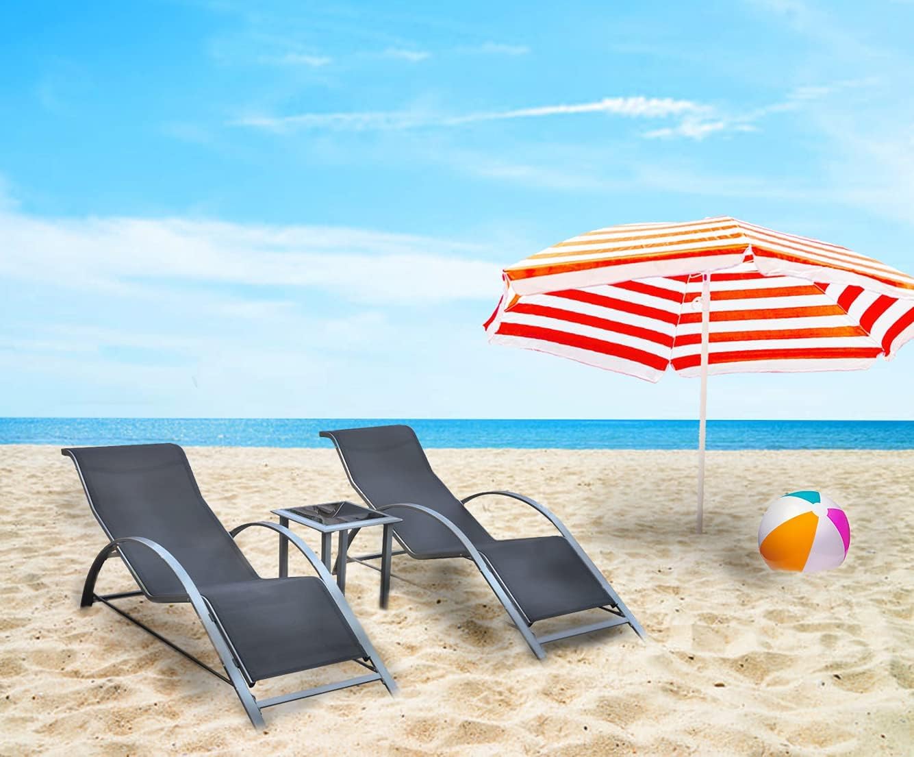 Garden Mile 2 X Garden Sun Lounger Strong Steel Gravity Chair Tanning Bed Garden furniture Sunlounger Patio Outdoor Waterproof (Sun Lounger Set)