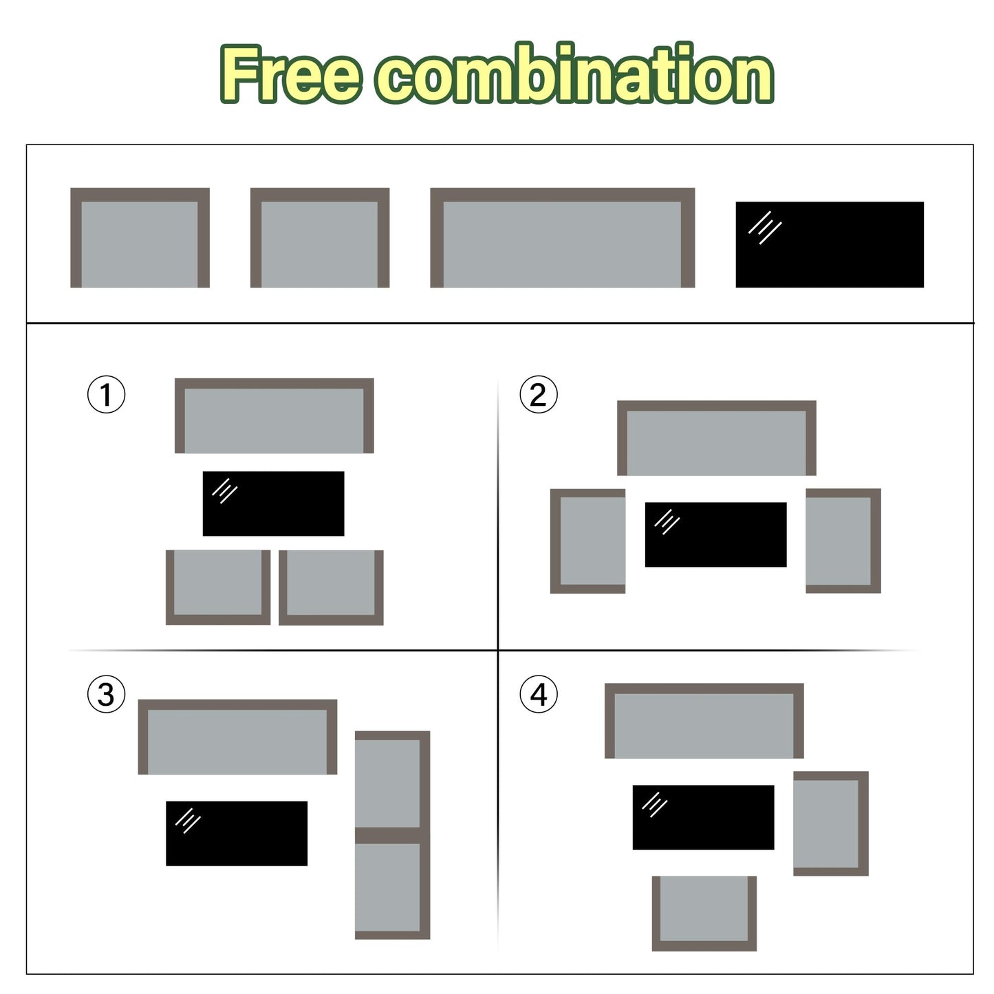 Aweather Rattan Garden Furniture Set Patio Conservatory Balcony Indoor Outdoor 4 Seater Piece Glass Top Coffee Table Modular Sofa Loveseat with Cushions