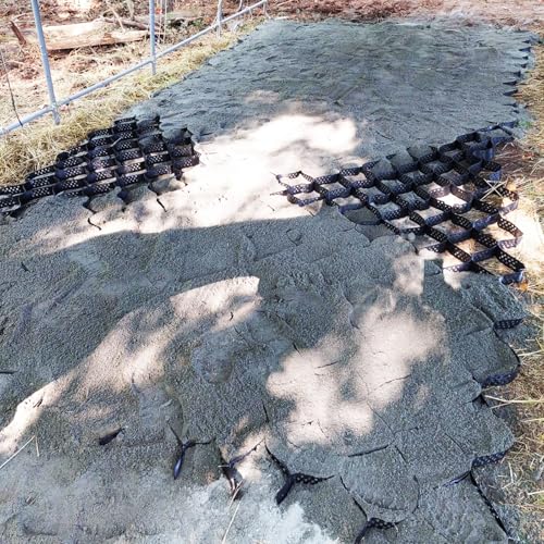 RENLXFI Horse Paddock Mud Control Grid, Outdoor Ground Grids Patterns for Gravel Walkways Driveway Landscaping, Honeycomb Permeable Paving Stabilizer(19.7ftx23ft(6mx7m))