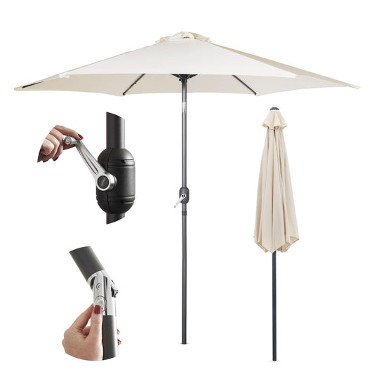 VonHaus Parasol 2.7M – Parasol Umbrella for Outdoor, Garden, Patio – Sun Shade Canopy with Hand Crank, Tilt Function, UV30- Protection, Air Vent, Powder Coated Steel Frame
