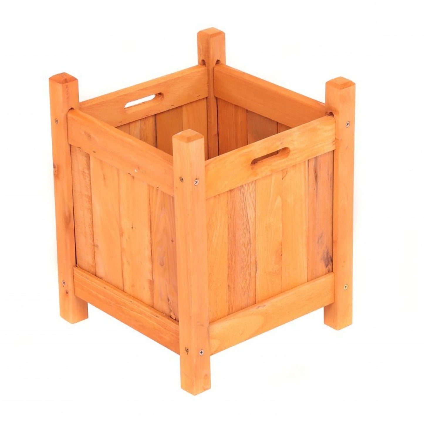 Oypla Garden Wooden Square Flower Planter Ornamental Plant Pot