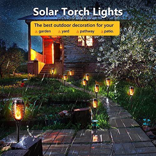 Geemoo 6 Pack Solar Flickering Dancing Flame Lights Waterproof Solar Torch Lights for Outdoor Garden Patio Pathway Yard Driveway Halloween Decorative