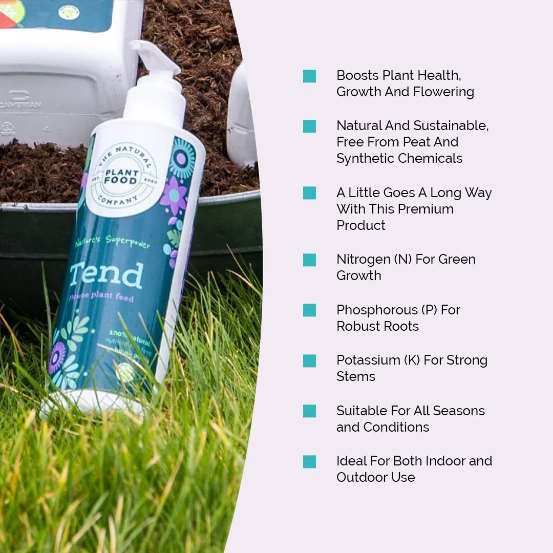 The Natural Plant Food Company | Tend House Plant Feed - 100% Natural Indoor Plant Food - With Essential Nutrients - Pet & Wildlife Friendly - Free from Peat & Synthetic Chemicals - 250ml