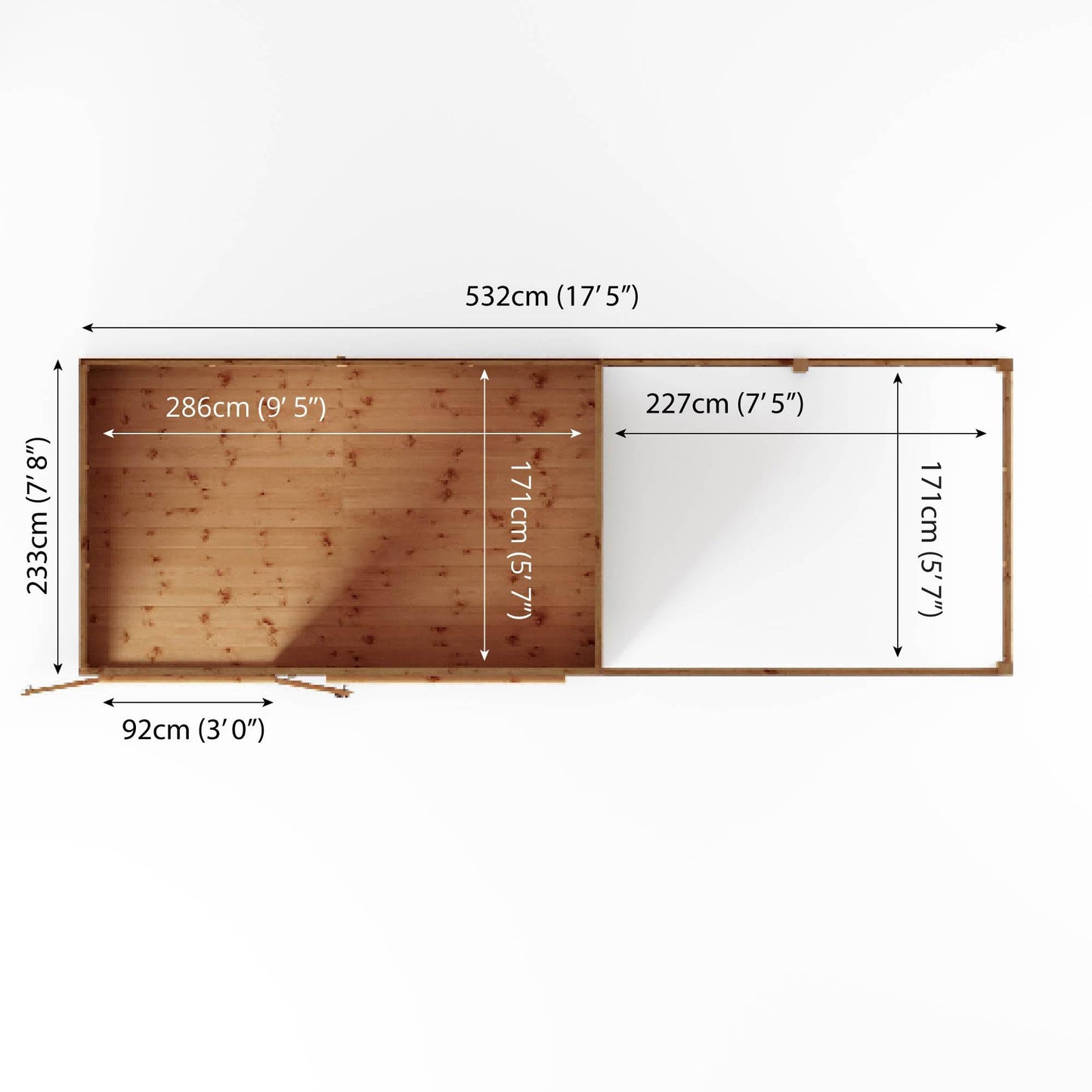 WALTONS 8 x 6 Maine Summerhouse | Pent Roof | Shiplap Tongue and Groove | Wooden Garden Room Summerhouse | 10 Year Anti Rot Guarantee | 8 x 6 8ft 6ft (10 x 6 Summerhouse - Patio Area (18 x 6))