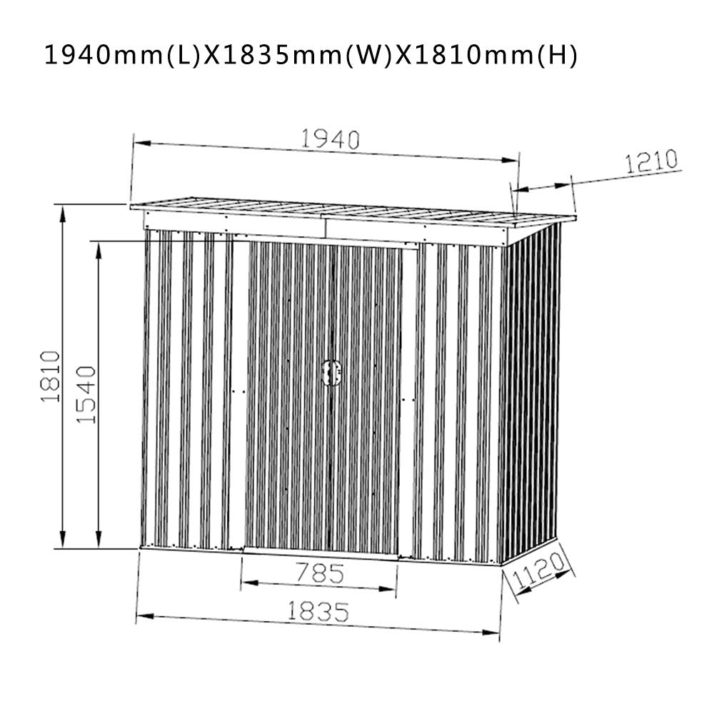 Panana Metal Garden Shed Storage Sheds Heavy Duty Outdoor FREE Base Foundation Green/Grey Color (6X4 Grey)