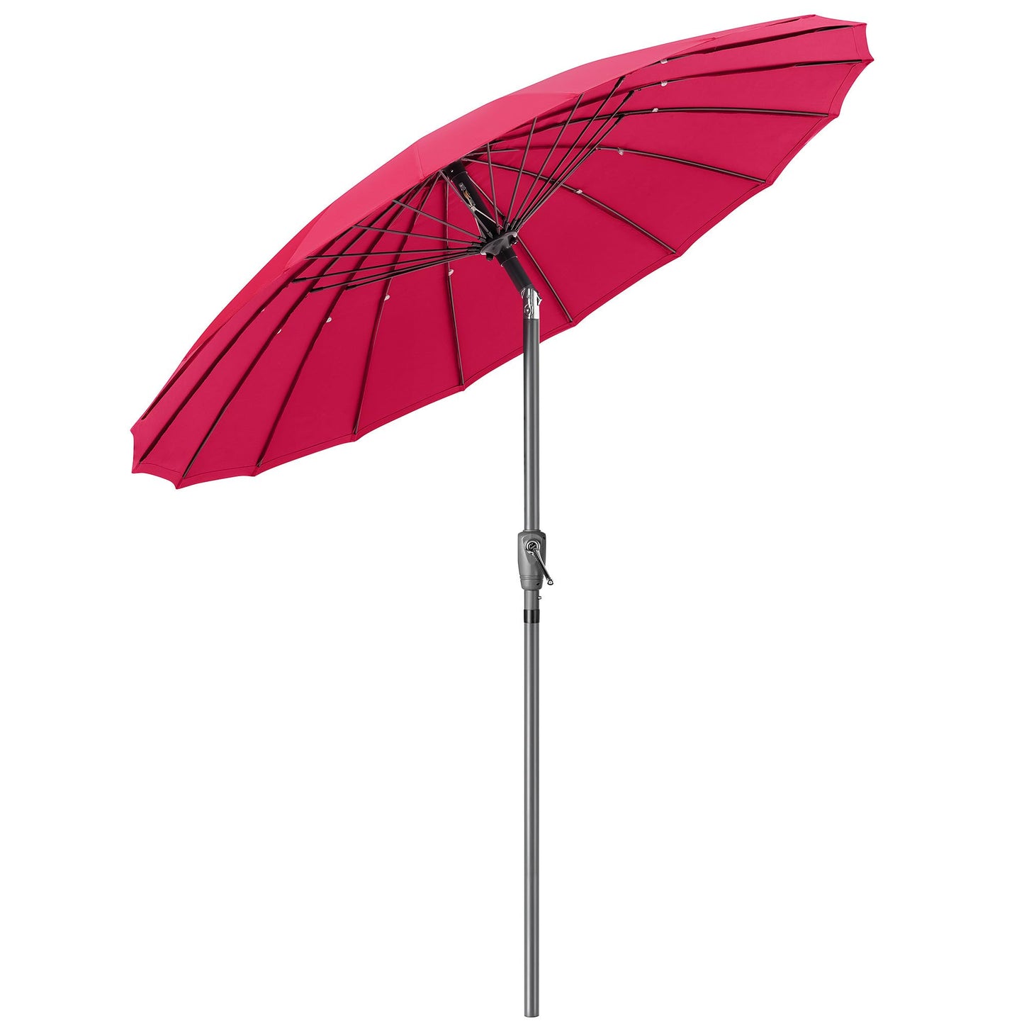 Shanghai Parasol Garden Umbrella Adjustable Tilting Sun Shade with UV Protection and Crank 2m (Raspberry)