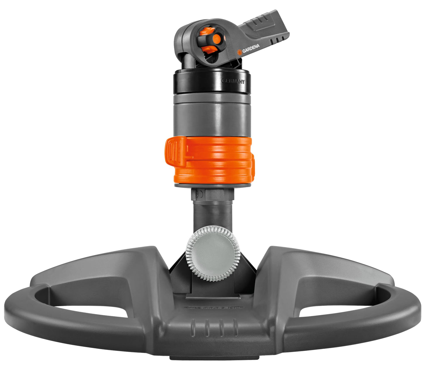 Gardena Comfort Turbo-Drive Sprinkler (on sledge): lawn sprinkler for irrigation of large surfaces up to 450 m², stepless range adjustment, integrated dirt filter (8143-20)