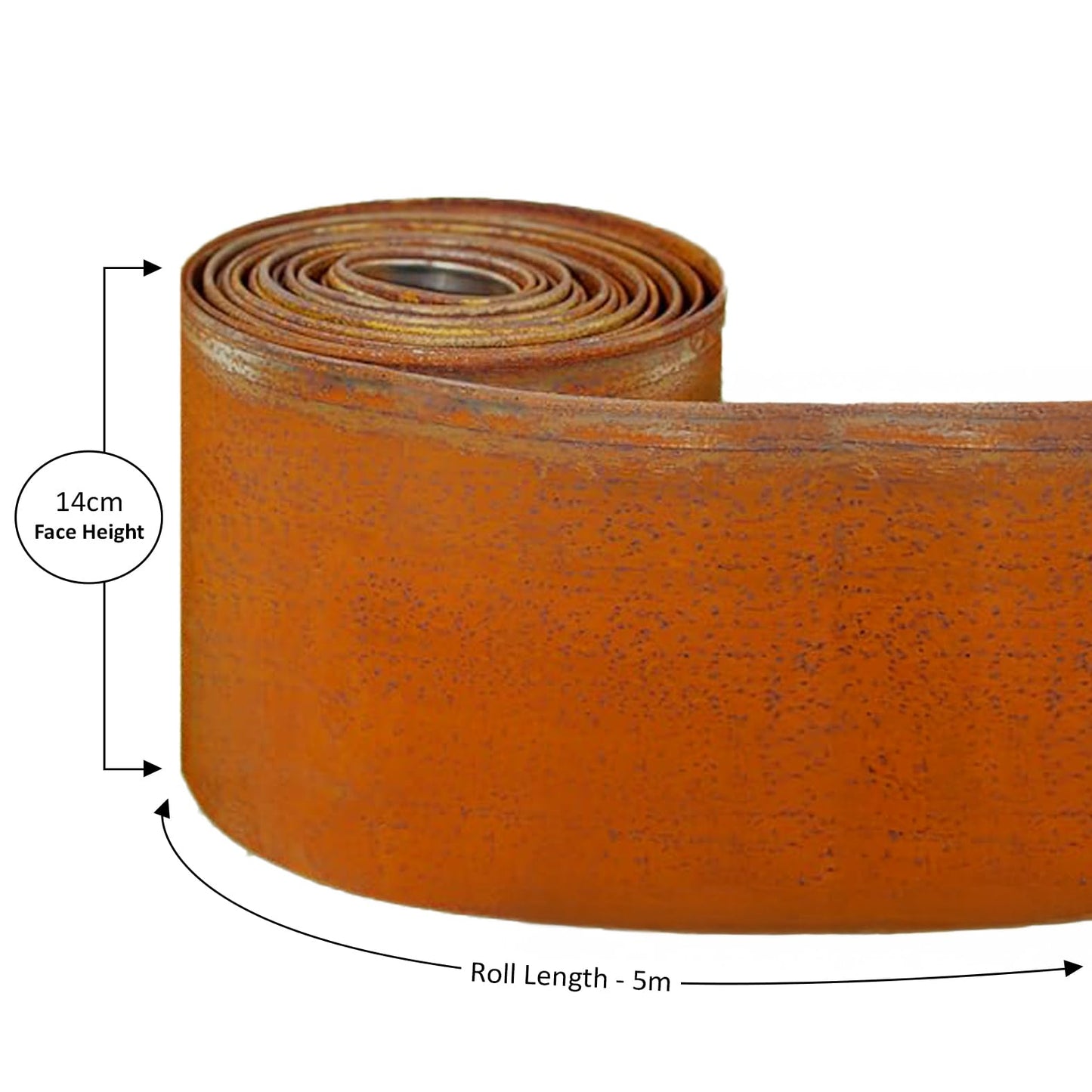 Corten Steel Metal Lawn Edging 5 Metre (16.5ft), Roll, Pre-Rusted Metal Garden Edging 14 cm High, Easy to install Garden Edge Border, Safety Gloves Included